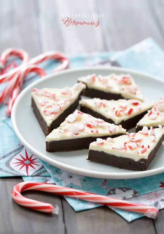 Peppermint Bark Brownies | Love & Olive Oil. Click for more holiday cookie ideas! #christmascookie