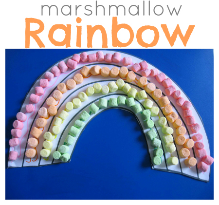Marshmallow Rainbow Craft for Kids. Click for 10 More Easy St. Patrick's Day Craft