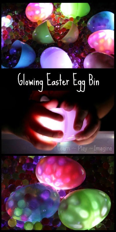 Glowing Easter Egg and Water Bead Sensory Bin #easter