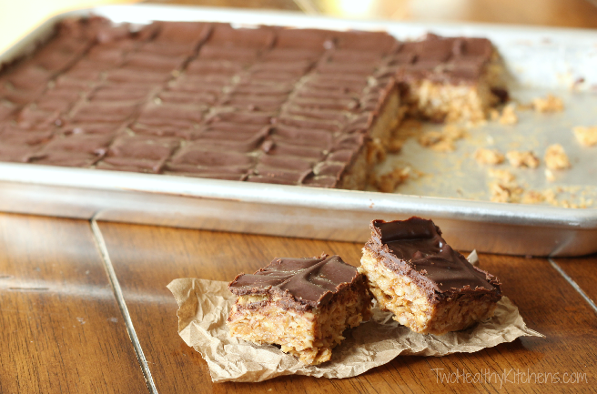 No-Bake Chocolate-Coconut Peanut Butter Bars | Two Healthy Kitchens