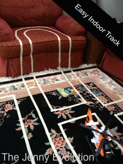 Fast, Easy Indoor Race Car Track for Kids with Painters Tape or Masking Tape | Mommy Evolution