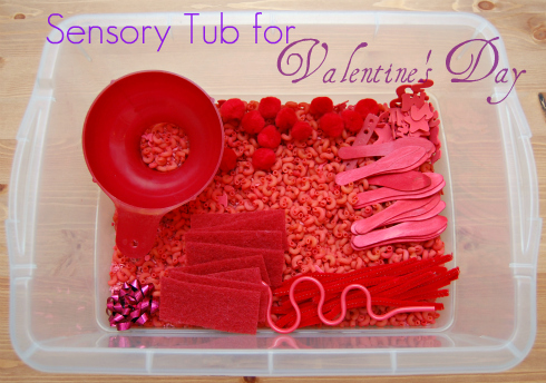 How to Make a Valentine's Day Sensory Tub. Click for more #sensory bin ideas for #ValentinesDay