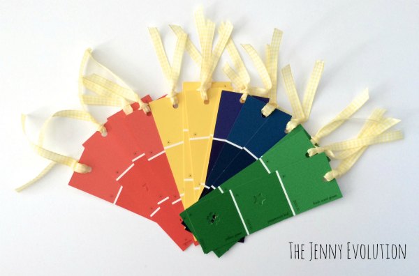 Upcycled DIY Paint Chip Bookmarks | Mommy Evolution