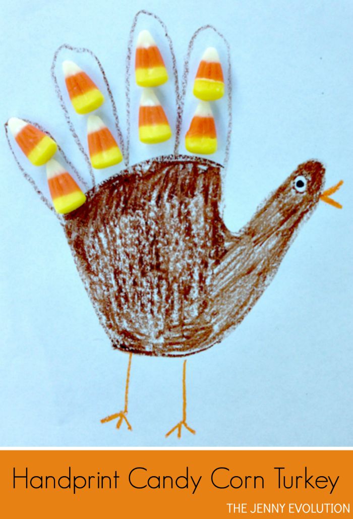 Handprint Candy Corn Turkey Craft for Kids. Perfect for Thanksgiving! from Mommy Evolution