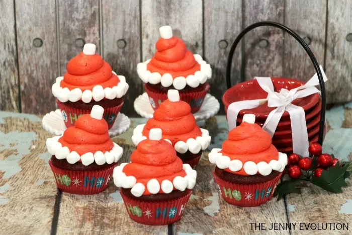 Santa Hat Cupcake Recipe and Tutorial