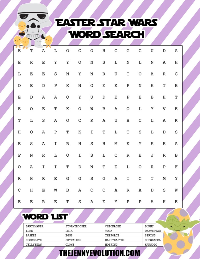 Easter Star Wars Word Search Free Printable