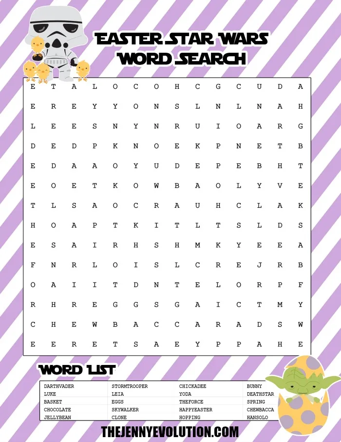 Image for Star Wars Easter Word Search Printable