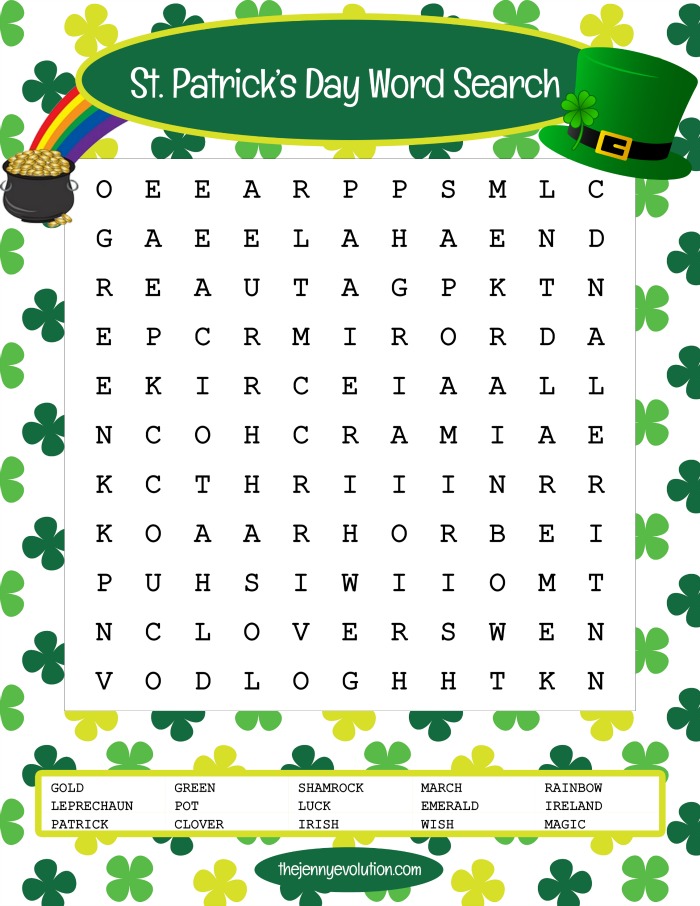 St Patrick’s Day Word Search Puzzle