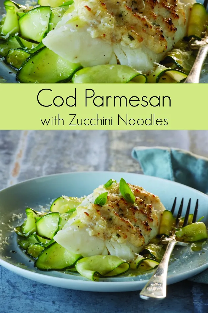 Image for Cod Parmesan Recipe with Zucchini Noodles