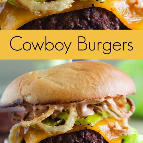 Cowboy Burger Recipe with Grilled Pickles and Crispy Onion Straws