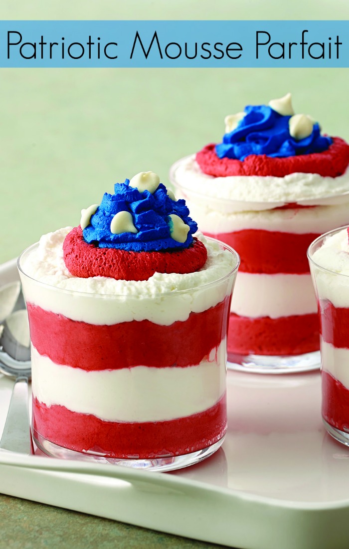 Patriotic Mousse Parfait Recipe in Red White and Blue - Perfect for 4th of July