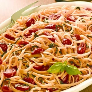 Image for Mediterranean Linguine Recipe with Basil and Tomatoes