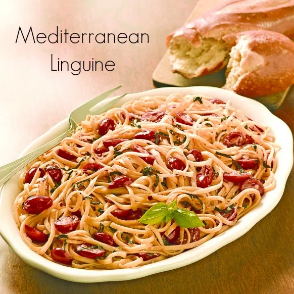 Image for Mediterranean Linguine Recipe with Basil and Tomatoes