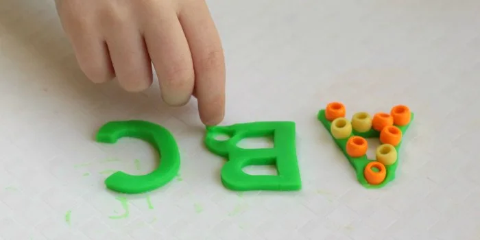 Beaded Playdough Fine Motor Letter Activity for Kids