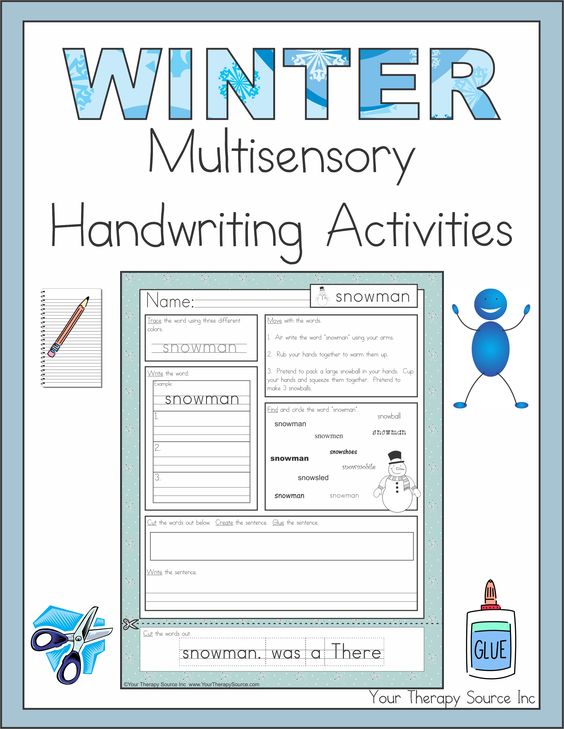 winter multisensory handwriting activities