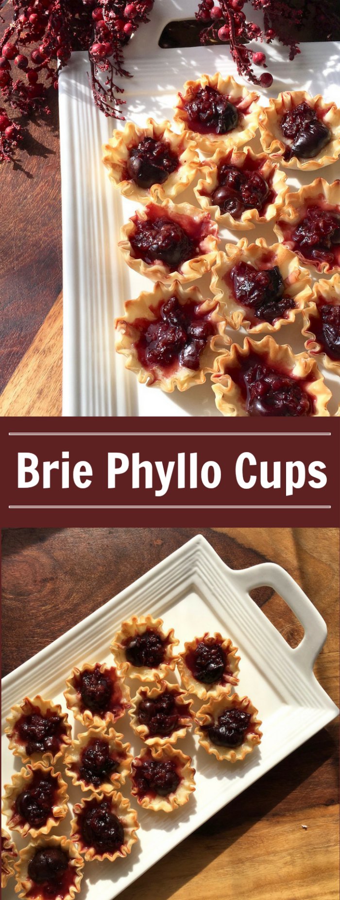 Brie and Dark Cherry Phyllo Cup Recipe | Mommy Evolution #phyllocup #appetizer #phyllorecipe #cherry #brie