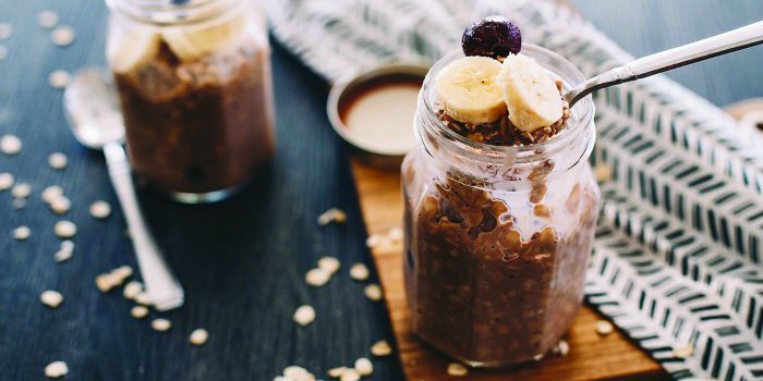 Easy Overnight Oats with Chocolate, Cherry and Banana
