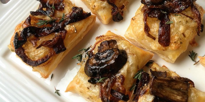 Savory Puff Pastry Bites with Caramelized Onions and Mushrooms