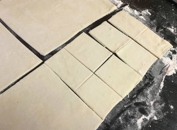 dough cut into squares