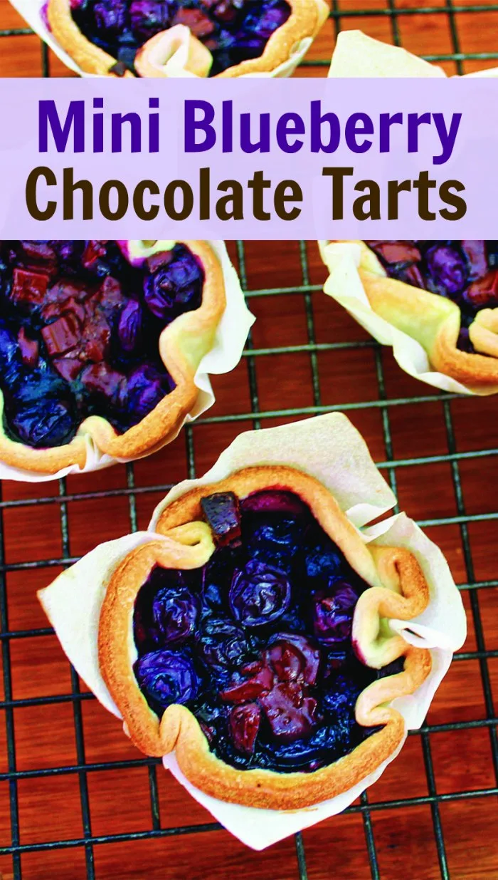 Mini Blueberry Tarts with Chocolate