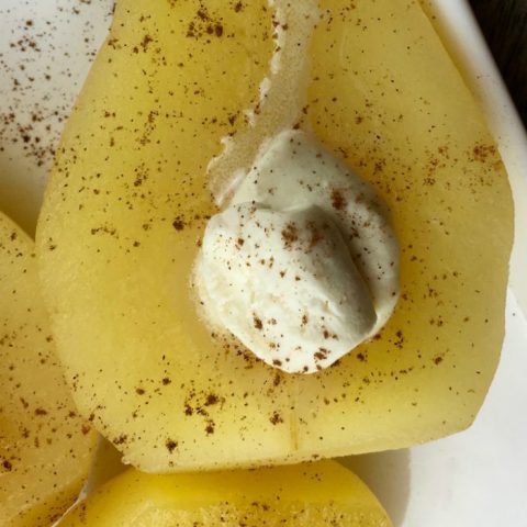 Poached Pear Recipe with Honey Mascarpone Cream