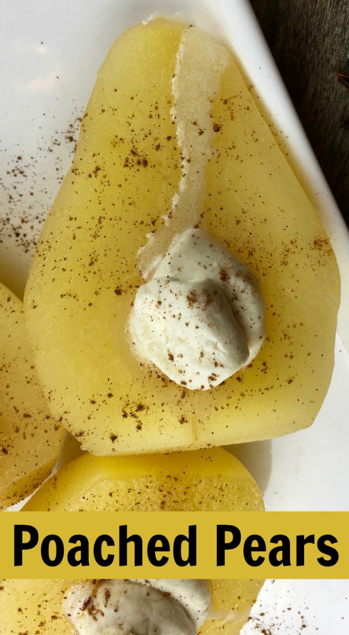 Poached Pear Recipe with Honey Mascarpone Cream | Mommy Evolution #peardessert #brunchrecipe