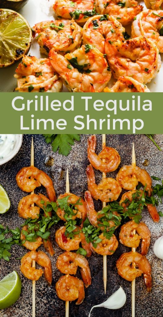 grilled tequila lime shrimp on skewers