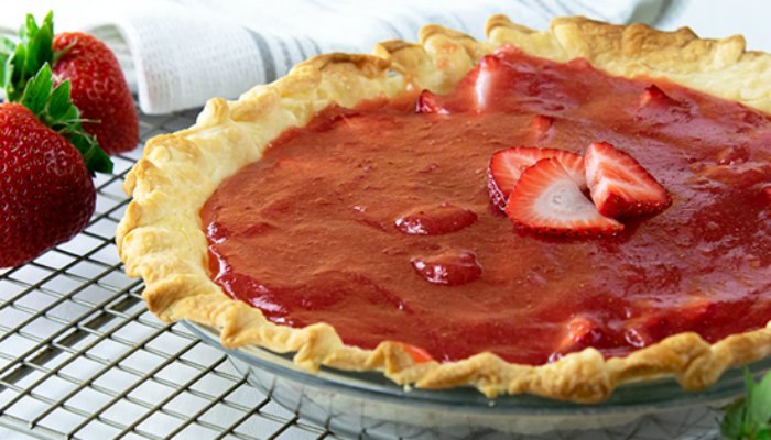strawberry pie with golden crust