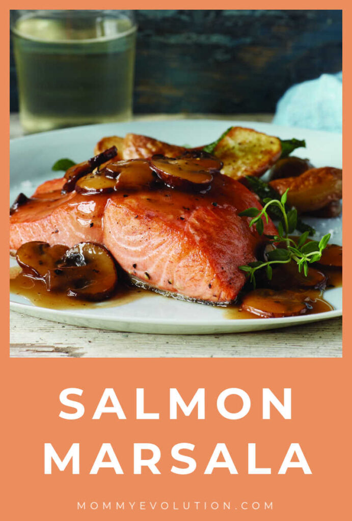 Salmon marsala recipe sears salmon fillets, then simmers them in a rich mushroom and Marsala wine sauce until tender and flavorful.