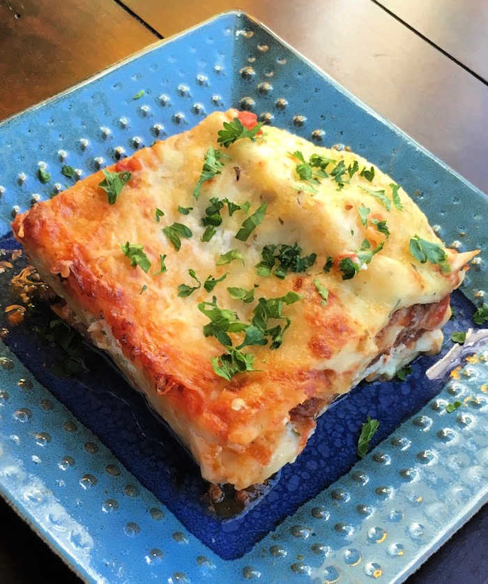 plated piece of lasagna