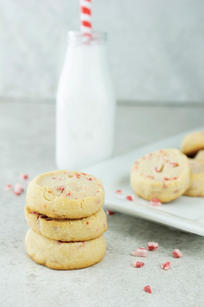 Peppermint Crunch Cookies with Milk