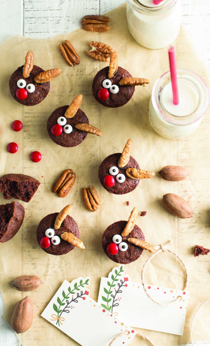 Christmas Reindeer Brownies with Pecans - perfect for the holidays