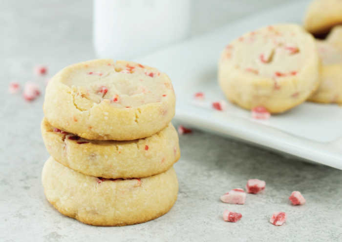 Peppermint Crunch Cookies stacked