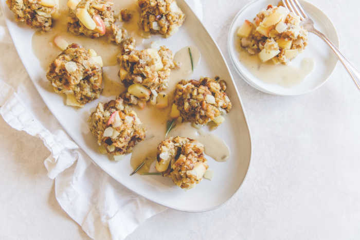 Apple Stuffing Bites with Rosemary Gravy [with Video]