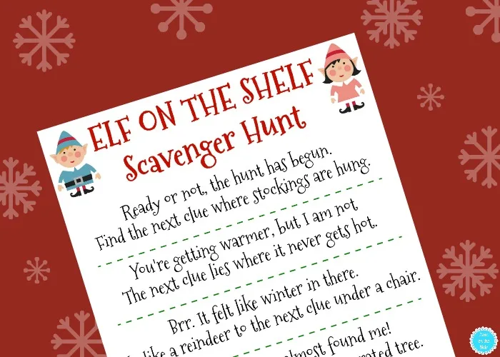 Image for Elf on the Shelf Scavenger Hunt Clues - Printable for Christmas