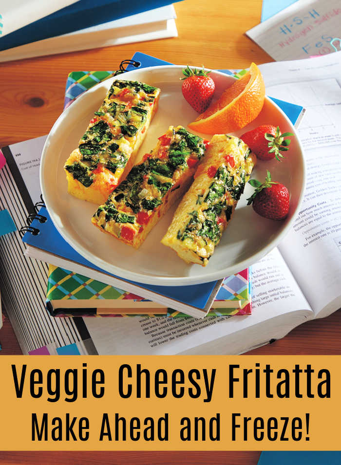Veggie Cheesey Fritatta Recipe - Make ahead and freeze for an on the go breakfast.