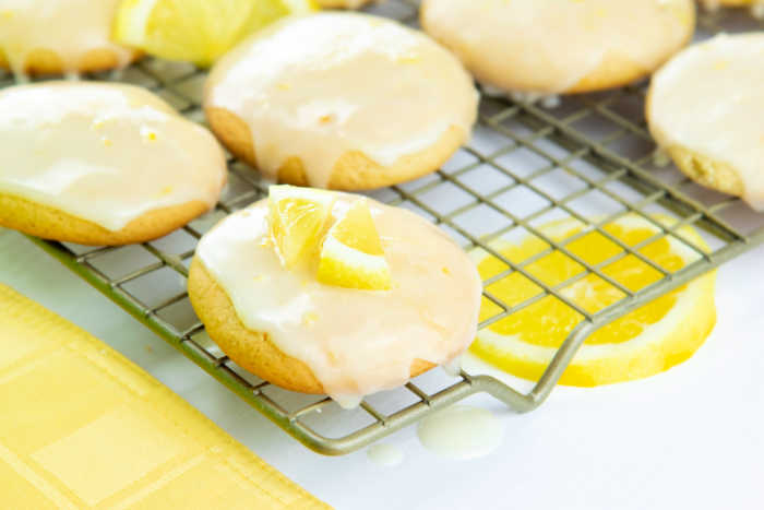 lemon cookies cooling on rack