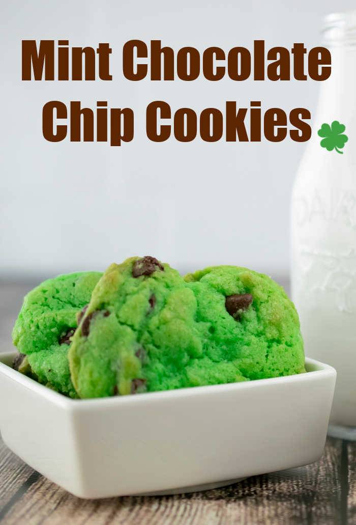 Mint Chocolate Chip Cookies - perfect for St. Patrick's Day because they are green