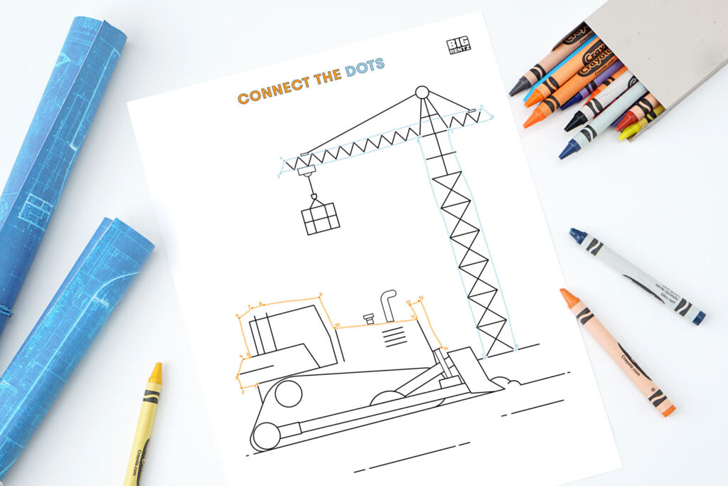 connect the dots - construction activities for kids