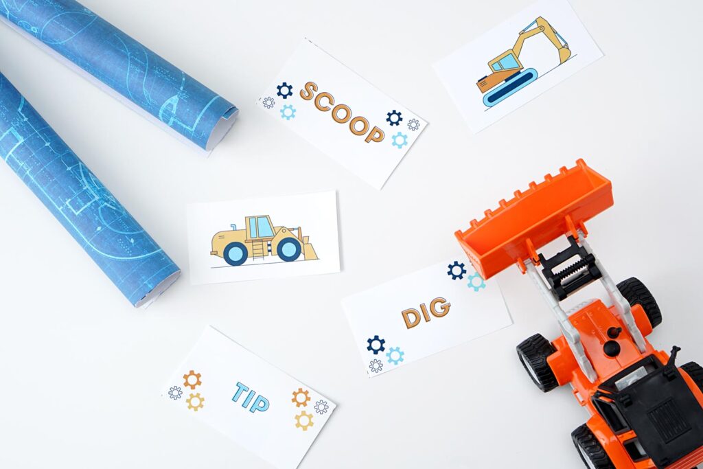 dig and scoop big machine matching game - construction activities for kids