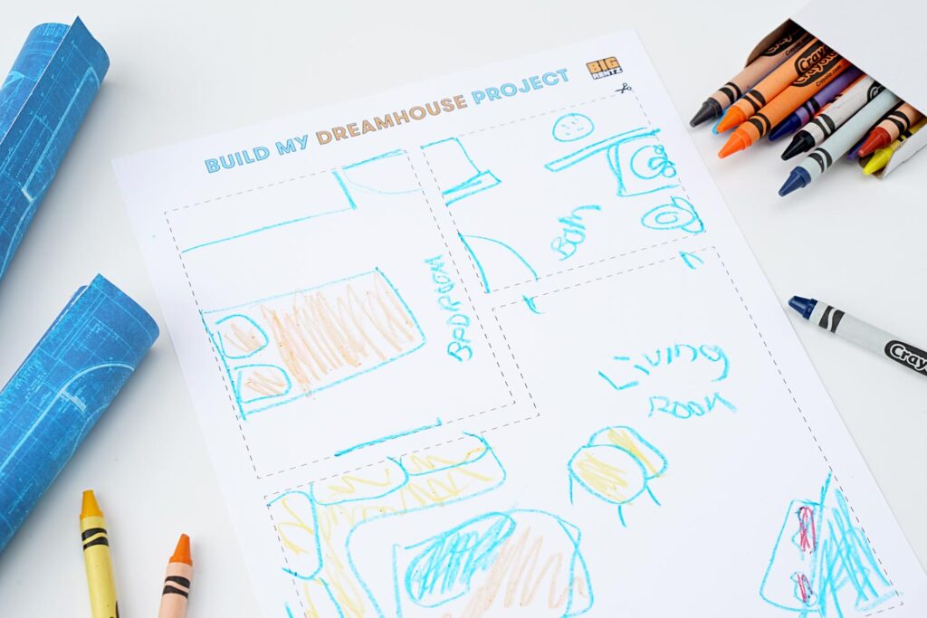 Kid's drawing of their dream house blueprint - construction activities for kids