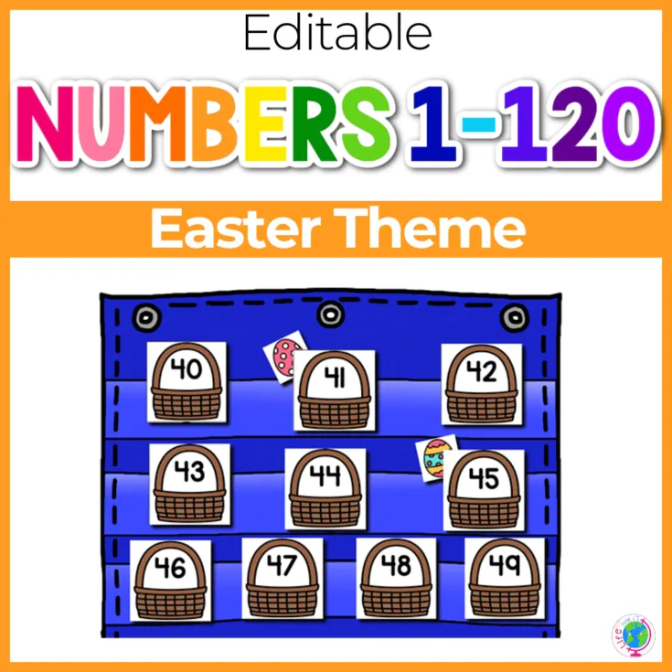 Image for Numbers 0-120 Hide & Seek Pocket Chart Cards | Easter Theme