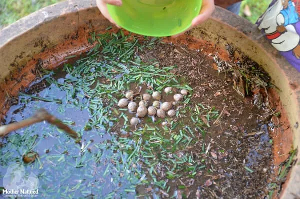 Image for Making mud stew - messy play for kids