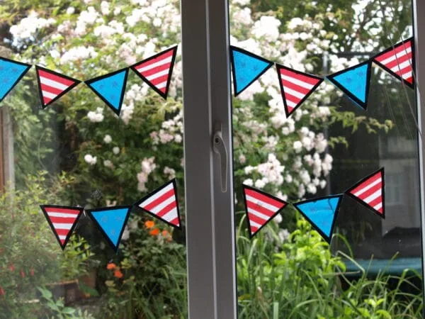 Image for 4th July stained glass window bunting