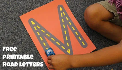Image for Free Road Letters printable for learning the alphabet