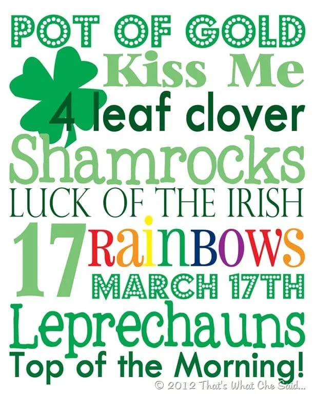 Image for St. Patrick's Day Subway Art | Free Printable