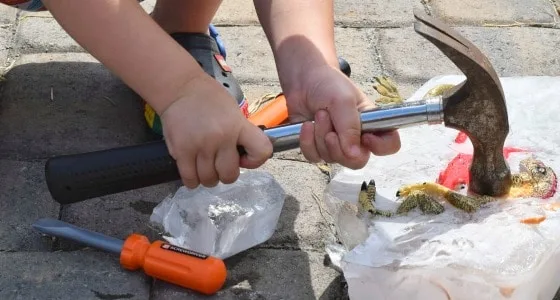 Image for Hammers and ice blocks - summer activity for kids