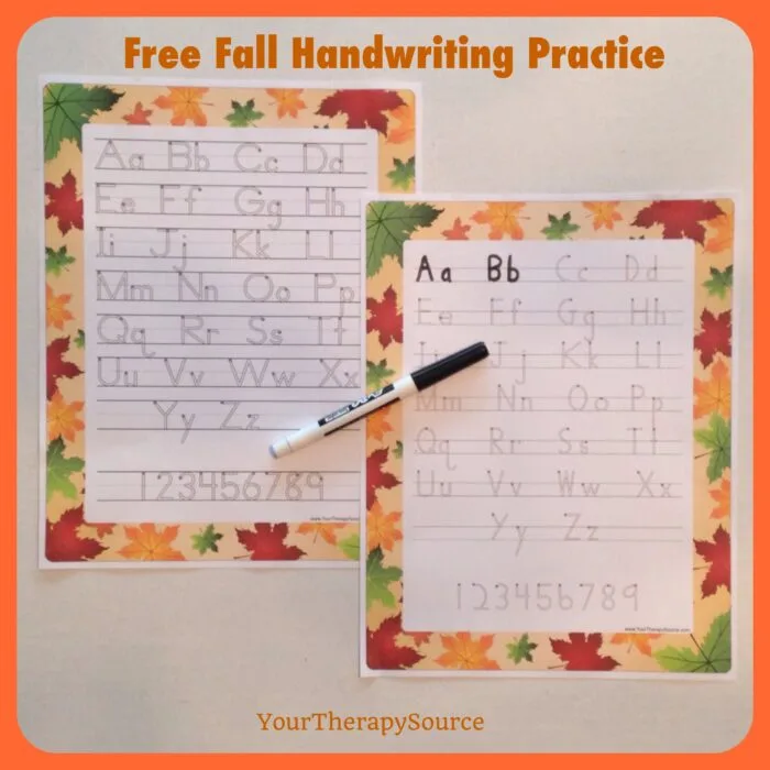 Image for Free Fall Handwriting Practice Pages