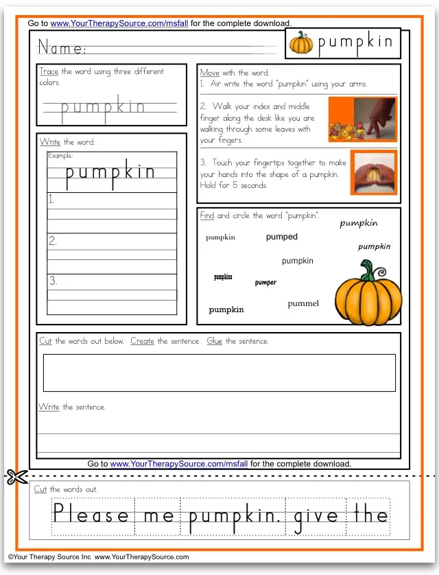 Image for Free Pumpkin Multisensory Handwriting Activity