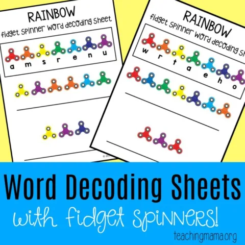 Image for Rainbow Fidget Spinner Word Decoding Sheets